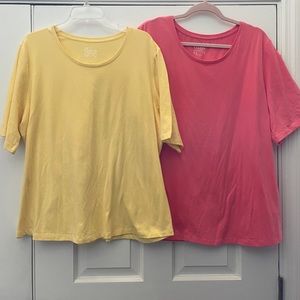NWOT 2 D & Co Essentials Yellow & Orange Tees 1X